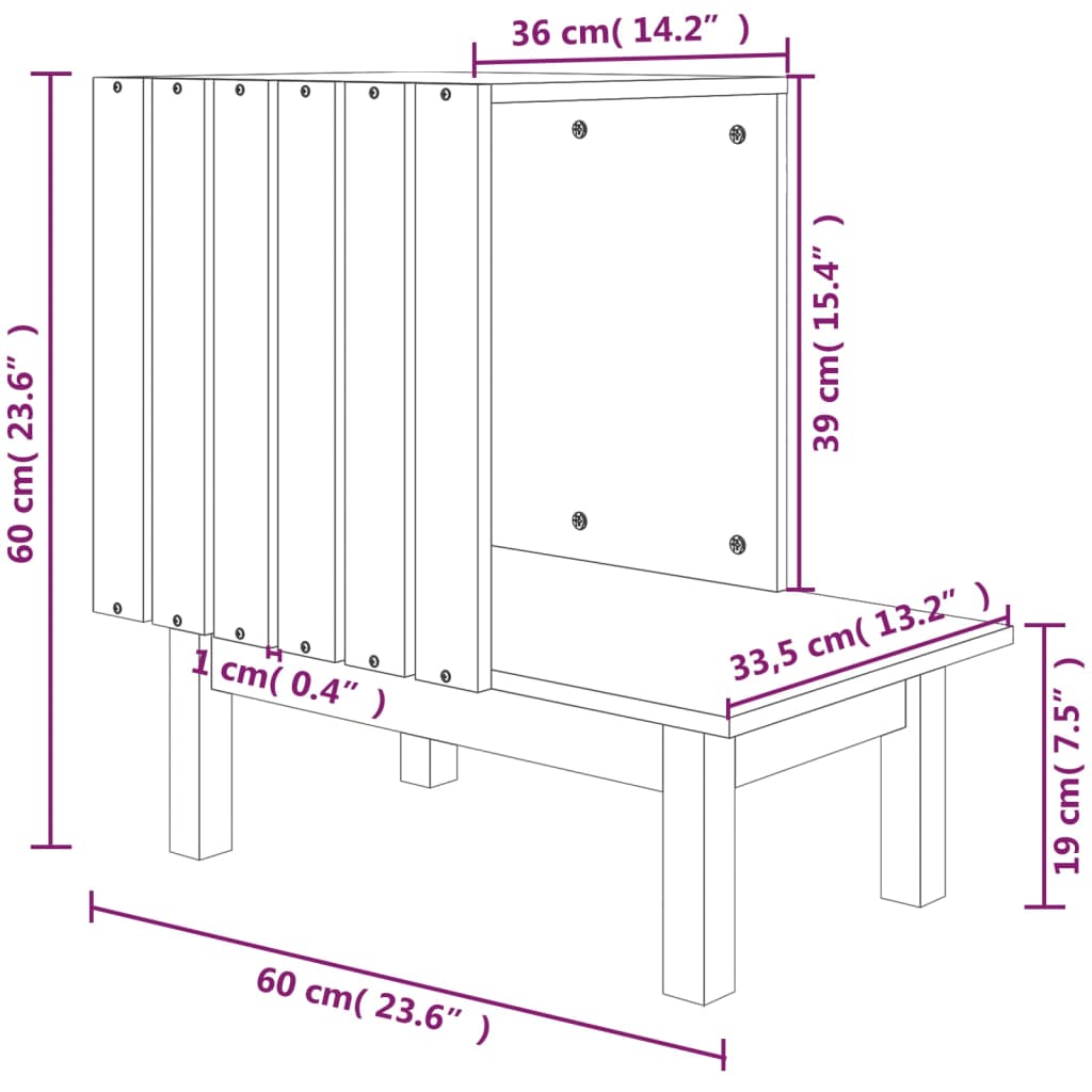 Casetta per Gatti 60x36x60 cm in Legno Massello di Pino