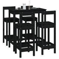 Set da Bar 5 pz Nero in Legno Massello di Pino 3124706