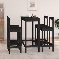 Set da Bar 5 pz Nero in Legno Massello di Pino 3124706