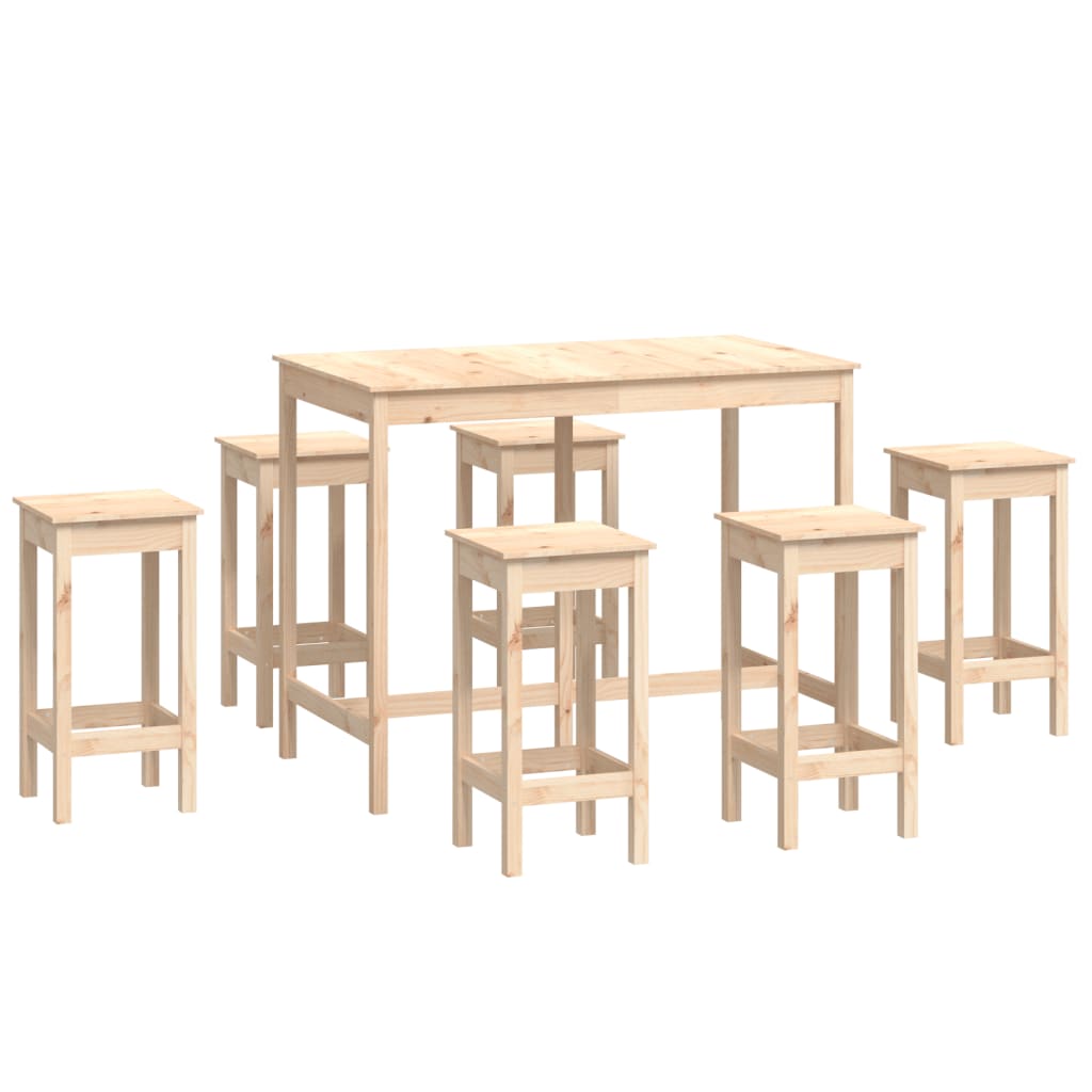 Set da Bar 7 pz in Legno Massello di Pino cod mxl 14929