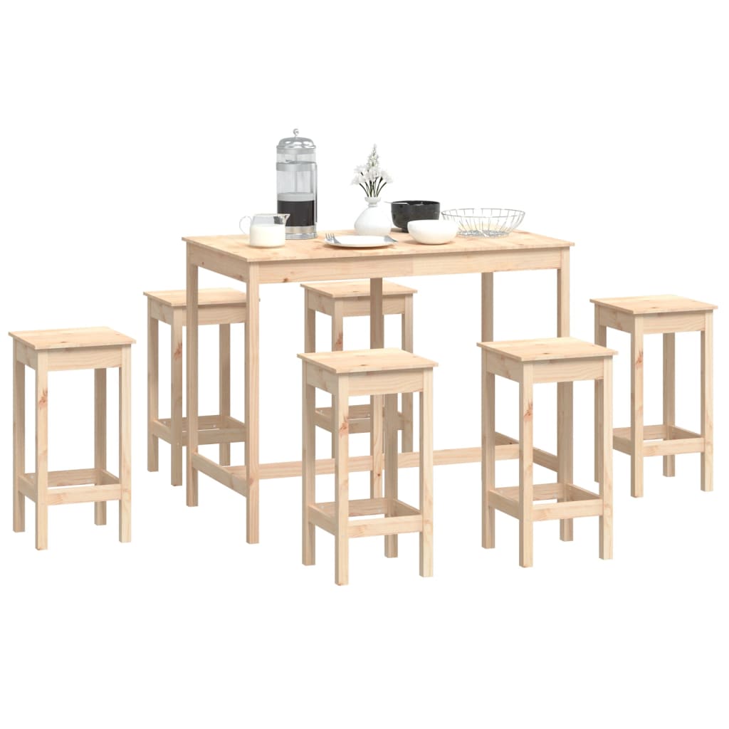 Set da Bar 7 pz in Legno Massello di Pino cod mxl 14929