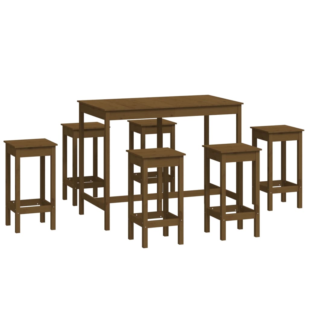 Set da Bar 7 pz Miele in Legno Massello di Pino 3124710