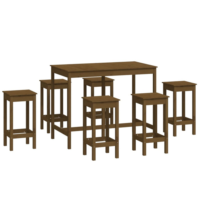 Set da Bar 7 pz Miele in Legno Massello di Pino 3124710