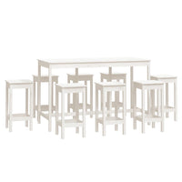 Set da Bar 9 pz Bianco in Legno Massello di Pino cod mxl 14982