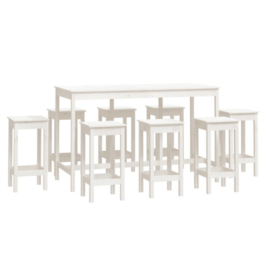 Set da Bar 9 pz Bianco in Legno Massello di Pino cod mxl 14982