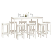 Set da Bar 9 pz Bianco in Legno Massello di Pino cod mxl 14982