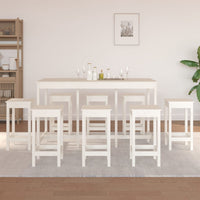 Set da Bar 9 pz Bianco in Legno Massello di Pino cod mxl 14982