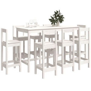 Set da Bar 9 pz Bianco in Legno Massello di Pino 3124723