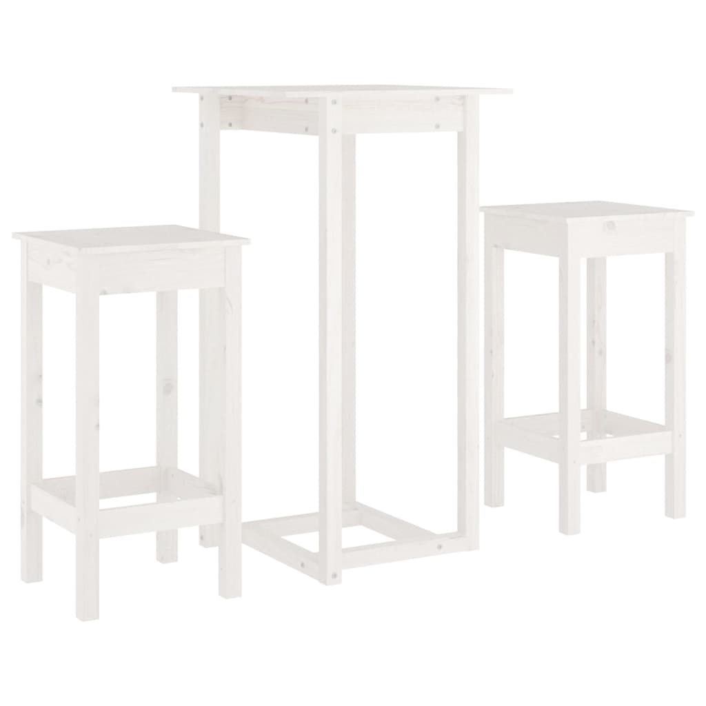 Set da Bar 3 pz Bianco in Legno Massello di Pino cod mxl 14913