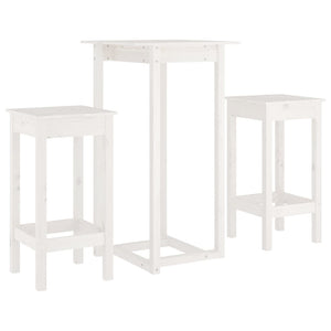 Set da Bar 3 pz Bianco in Legno Massello di Pino cod mxl 14913