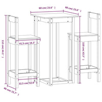 Set da Bar 3 pz in Legno Massello di Pino cod mxl 14396