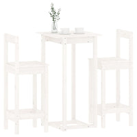 Set da Bar 3 pz Bianco in Legno Massello di Pino 3124733