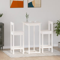 Set da Bar 3 pz Bianco in Legno Massello di Pino 3124733