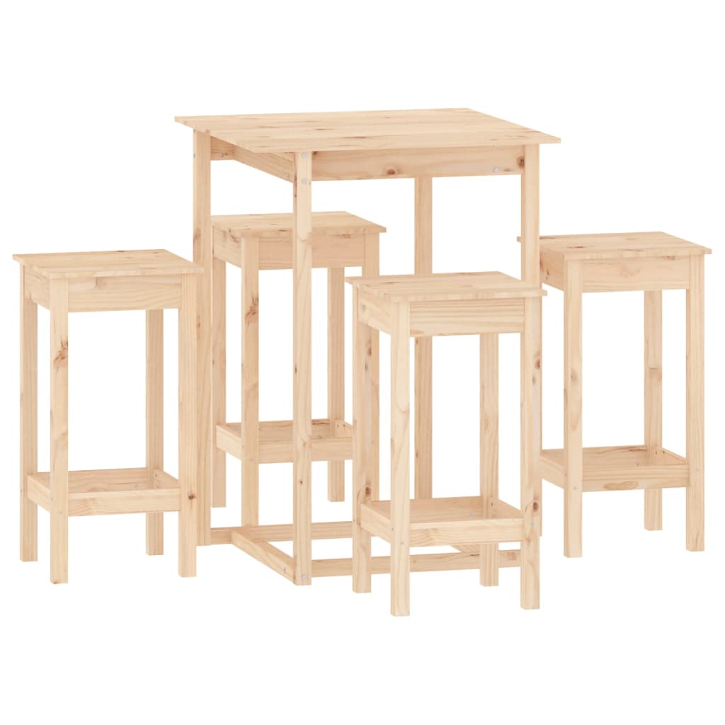 Set da Bar 5 pz in Legno Massello di Pino 3124737