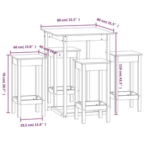 Set da Bar 5 pz in Legno Massello di Pino 3124737