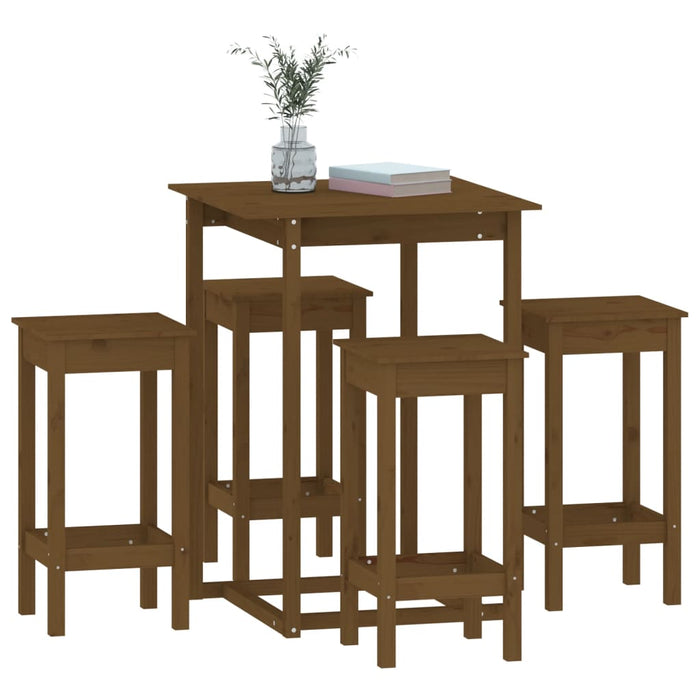 Set da Bar 5 pz Miele in Legno Massello di Pino 3124740