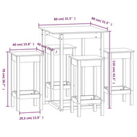 Set da Bar 5 pz Miele in Legno Massello di Pino 3124740