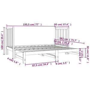 Dormeuse Estraibile Nera 2x(90x190) cm Legno Massello di Pino 3124771