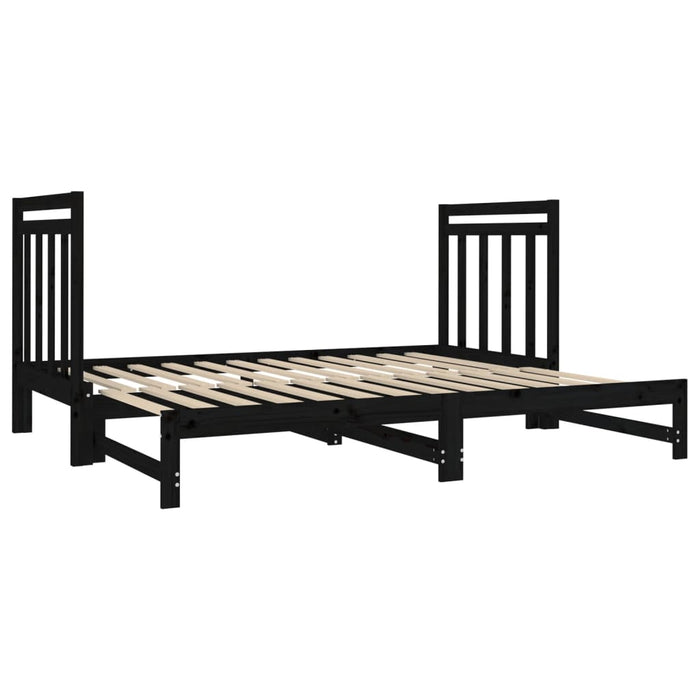 Dormeuse Estraibile Nera 2x(90x190) cm Legno Massello di Pino cod mxl 54809