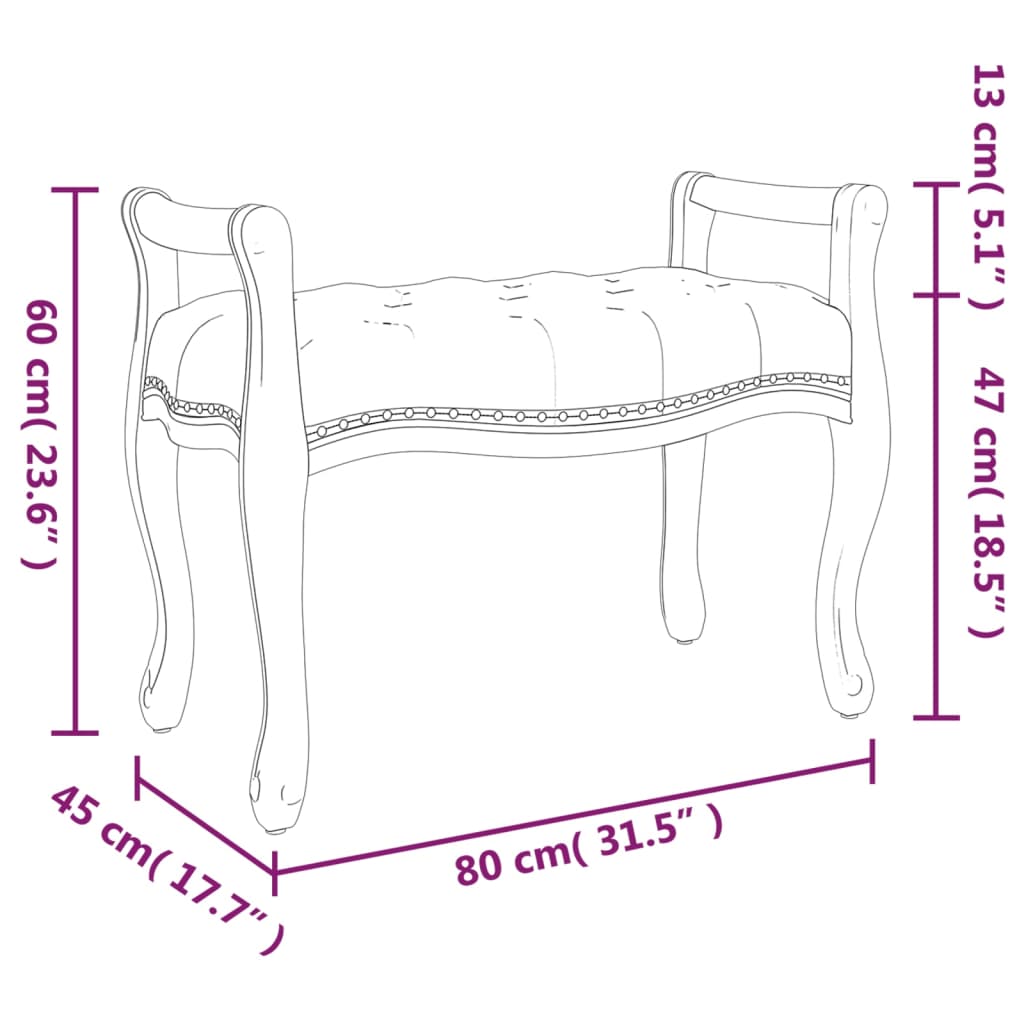 Panca Nera 80x45x60 cm in Velluto cod mxl 73311