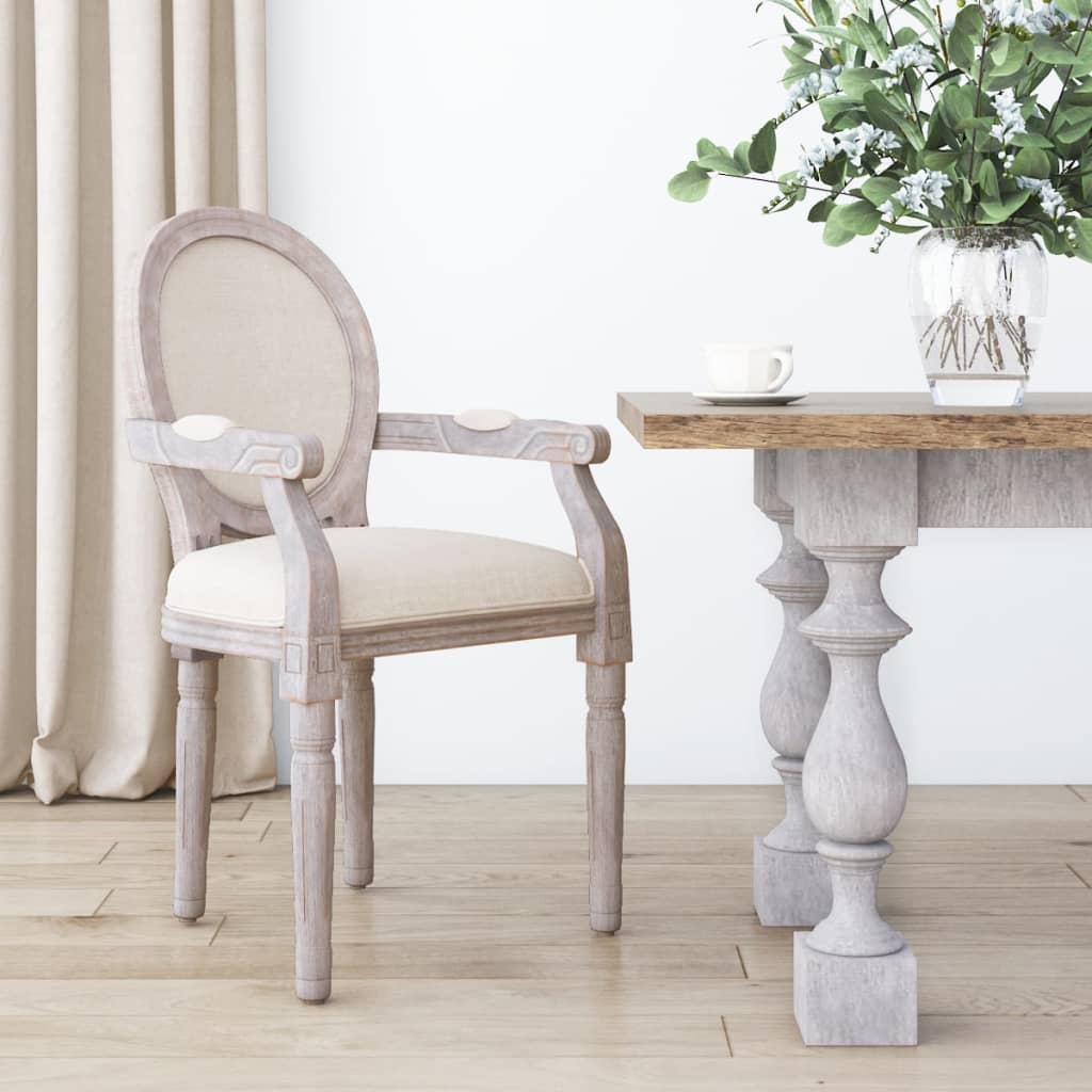 Sedia da Pranzo Beige 54x56x96,5 cm Lino 344480