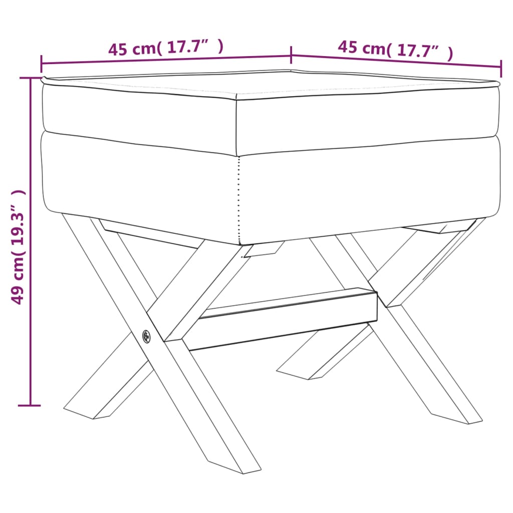 Sgabello Portaoggetti Grigio Scuro 45x45x49 cm in Tessuto 344516