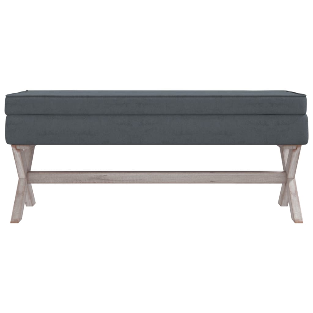 Sgabello Portaoggetti Grigio Scuro 110x45x49 cm in Velluto cod mxl 51142