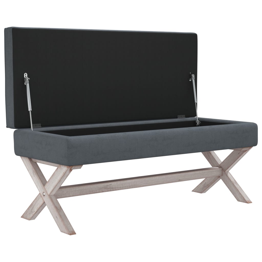 Sgabello Portaoggetti Grigio Scuro 110x45x49 cm in Velluto cod mxl 51142