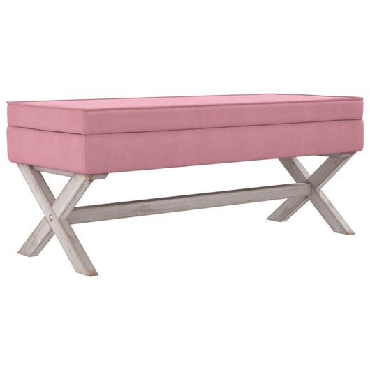 Sgabello Portaoggetti rosa 110x45x49 cm in Velluto cod mxl 50237