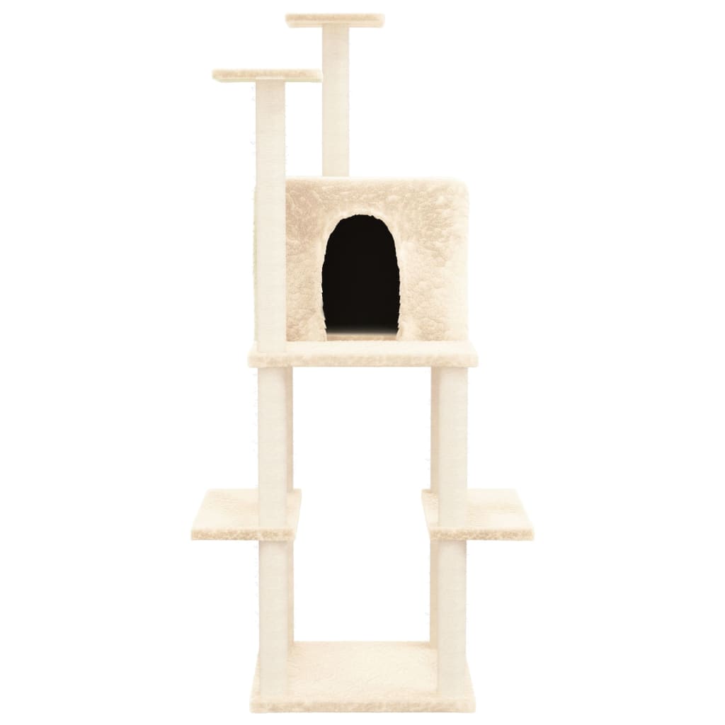 Albero per Gatti con Tiragraffi in Sisal Crema 144,5 cm cod mxl 8982