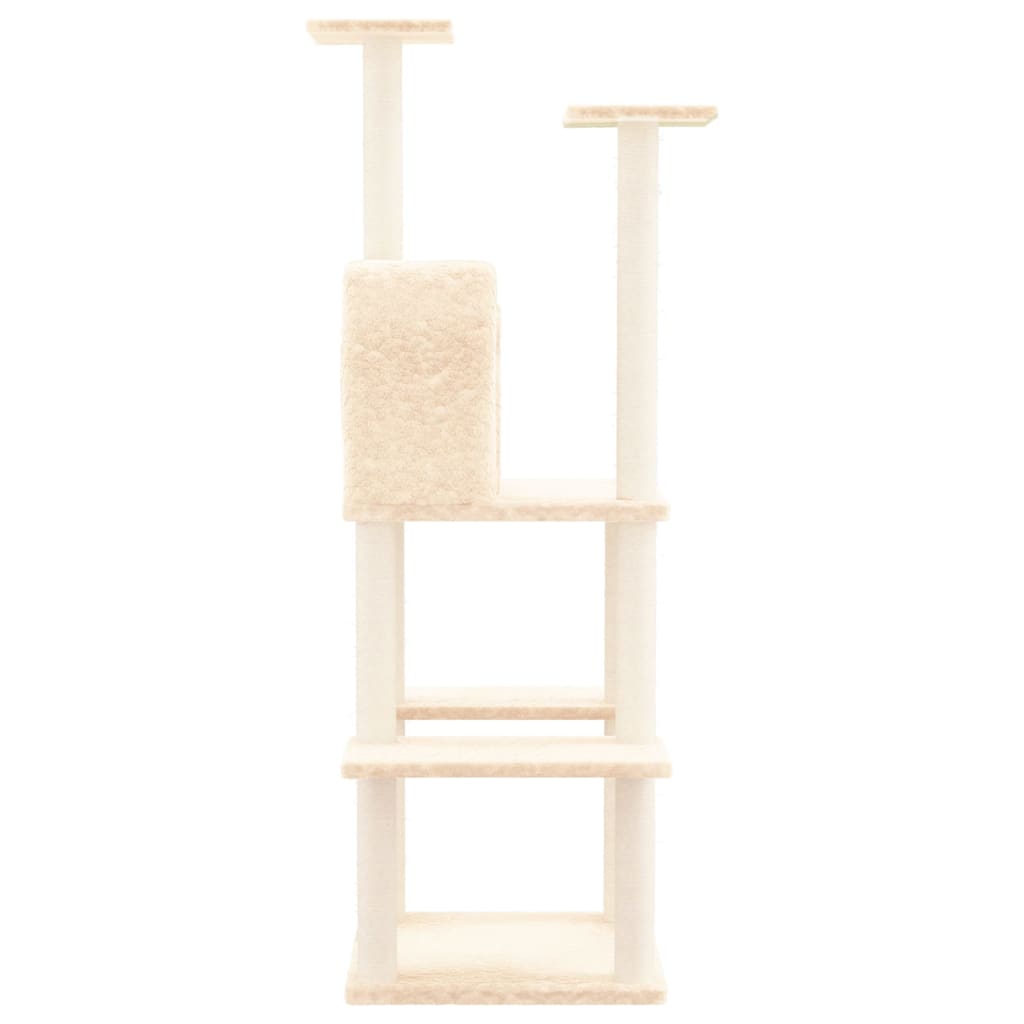 Albero per Gatti con Tiragraffi in Sisal Crema 144,5 cm cod mxl 8982