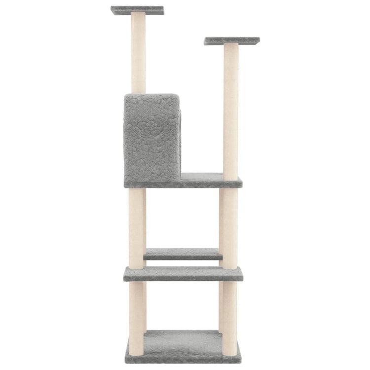 Albero per Gatti con Tiragraffi in Sisal Grigio Chiaro 144,5 cm