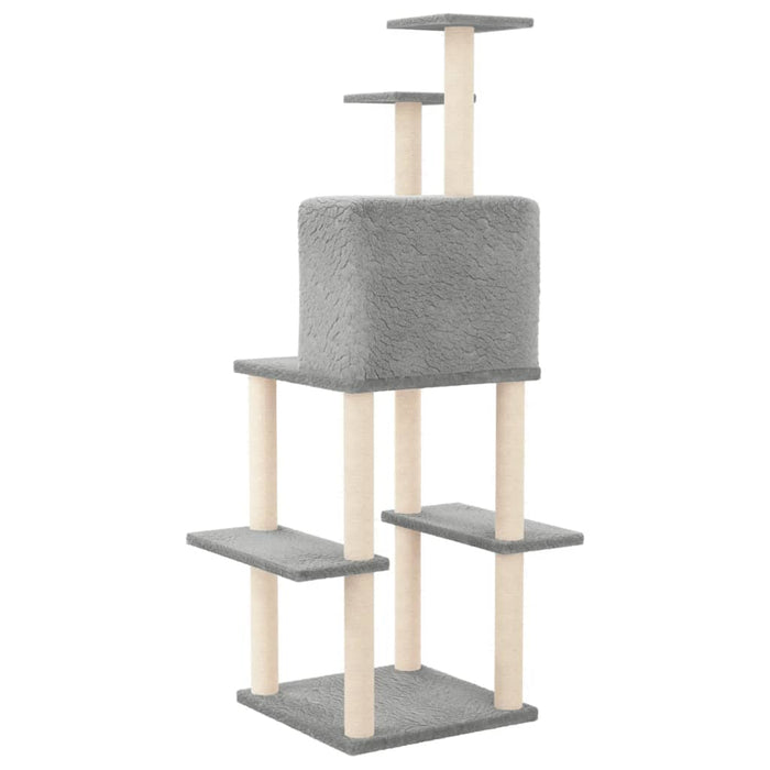 Albero per Gatti con Tiragraffi in Sisal Grigio Chiaro 144,5 cm 171631