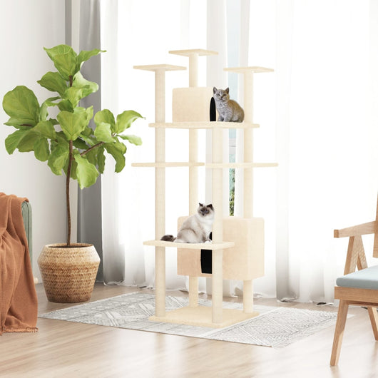 Albero per Gatti con Tiragraffi in Sisal Crema 162 cm 171633