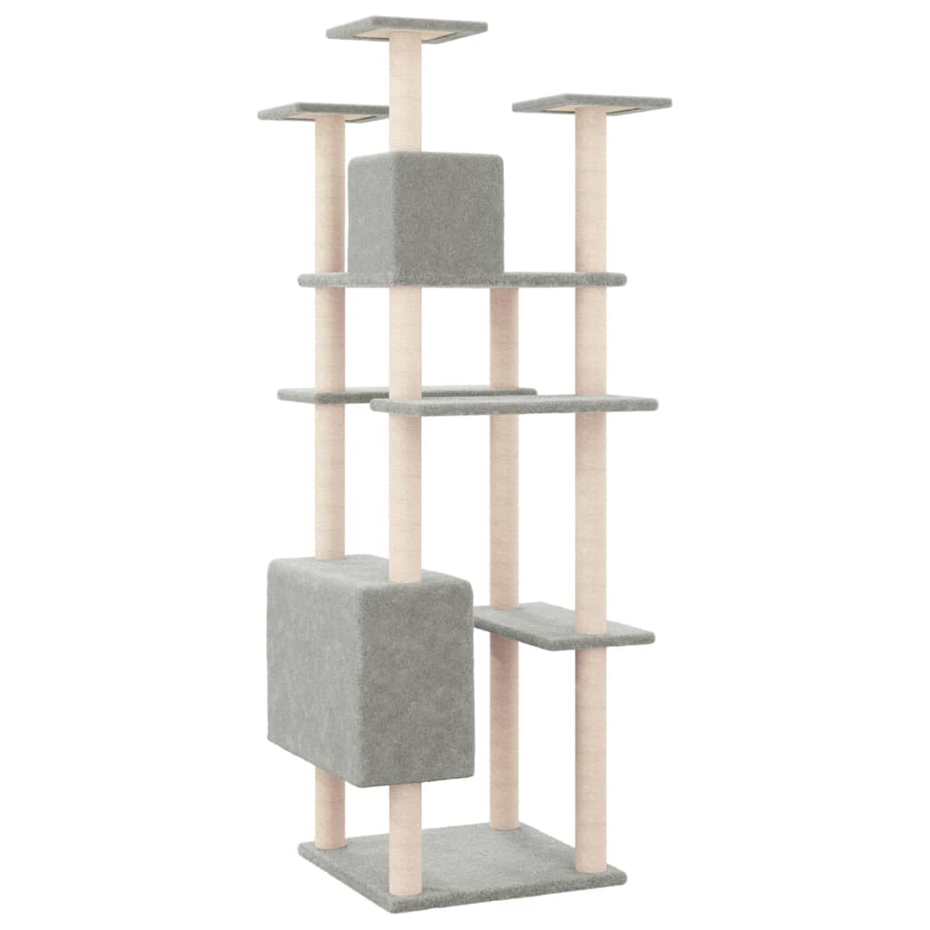 Albero per Gatti con Tiragraffi in Sisal Grigio Chiaro 162 cm 171634