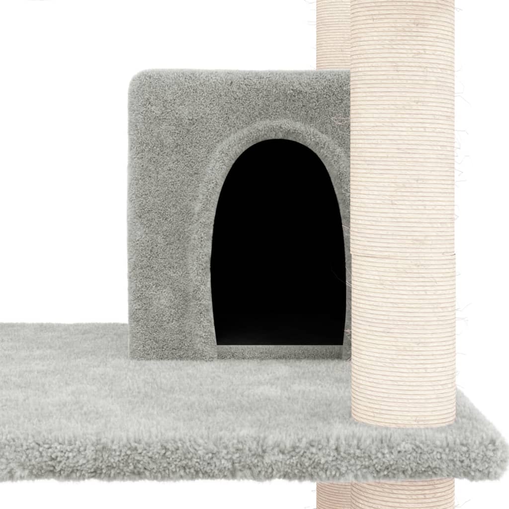 Albero per Gatti con Tiragraffi in Sisal Grigio Chiaro 162 cm 171634