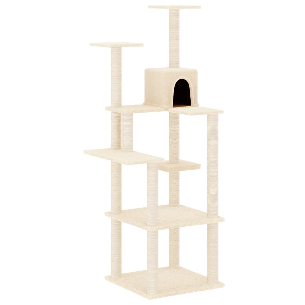 Albero per Gatti con Tiragraffi in Sisal Crema 153 cm 171636