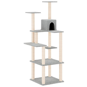 Albero per Gatti con Tiragraffi in Sisal Grigio Chiaro 153 cm 171637