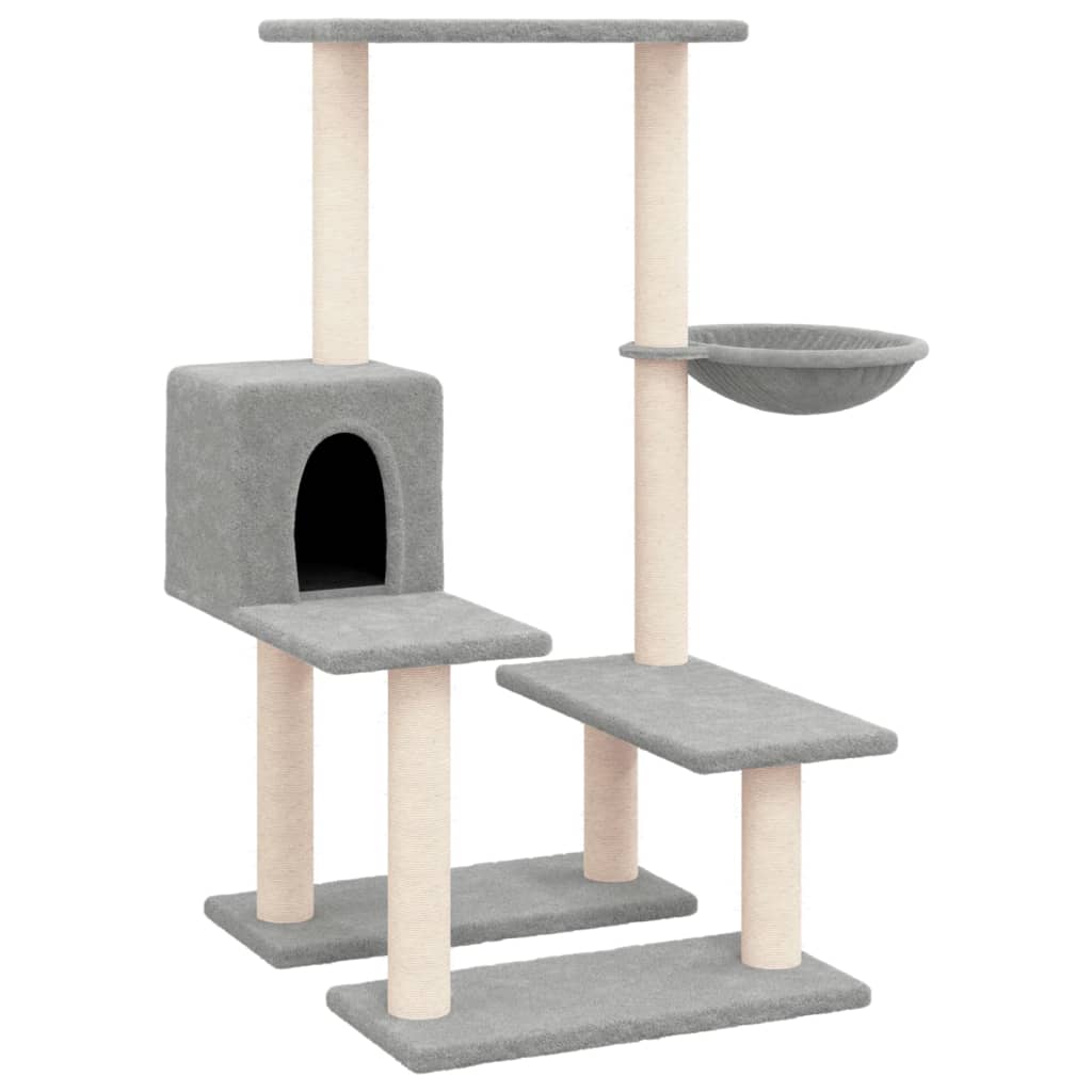 Albero per Gatti con Tiragraffi in Sisal Grigio Chiaro 94,5 cm 171640