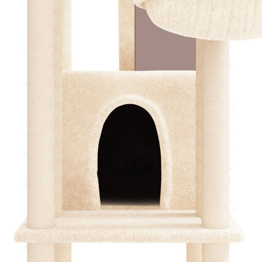 Albero per Gatti con Tiragraffi in Sisal Crema 201 cm