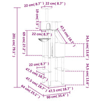 Albero per Gatti con Tiragraffi in Sisal Grigio Scuro 201 cm 171644