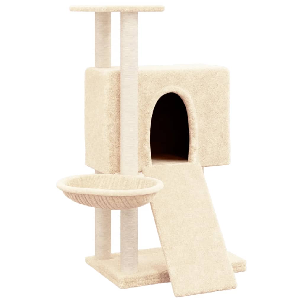 Albero per Gatti con Tiragraffi in Sisal Crema 96 cm 171645