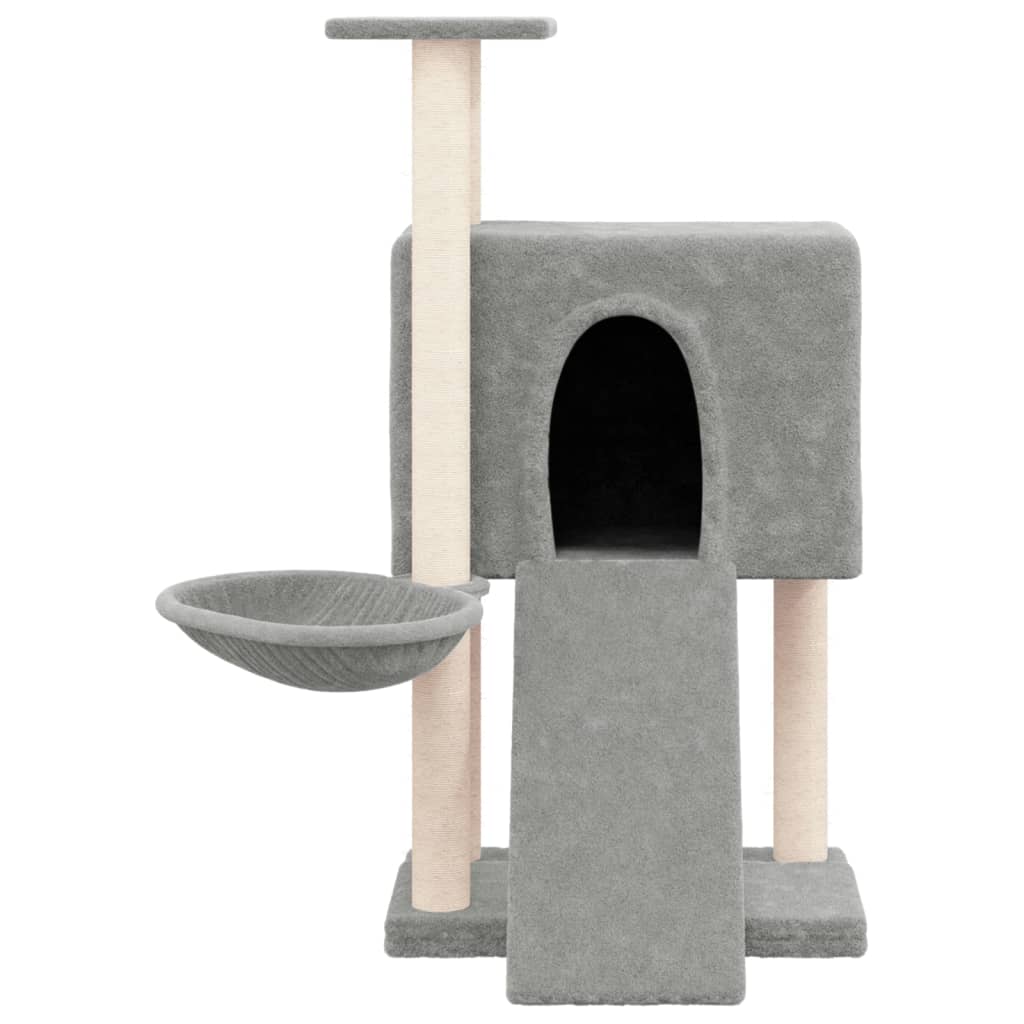 Albero per Gatti con Tiragraffi in Sisal Grigio Chiaro 96 cm 171646