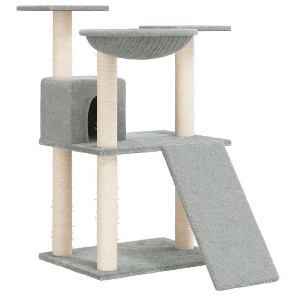 Albero per Gatti con Tiragraffi in Sisal Grigio Chiaro 83 cm 171652