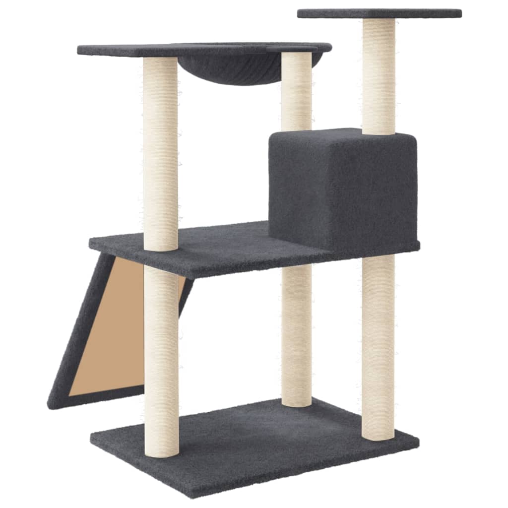 Albero per Gatti con Tiragraffi in Sisal Grigio Scuro 83 cm 171653