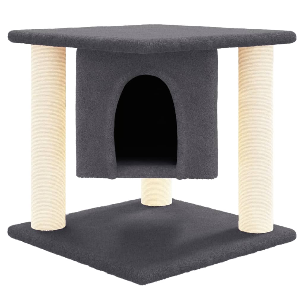 Albero per Gatti con Tiragraffi in Sisal Grigio Scuro 37 cm 171656