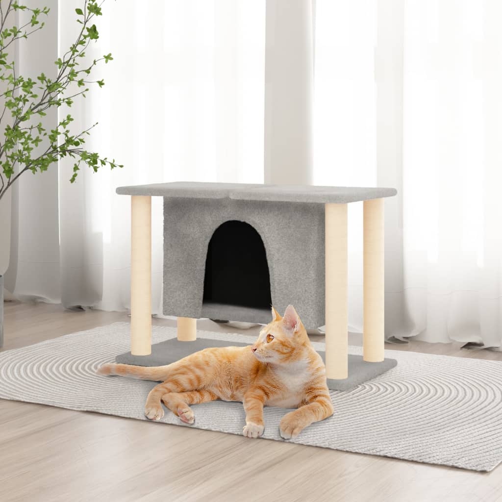 Albero per Gatti con Tiragraffi in Sisal Grigio Chiaro 50 cm 171658