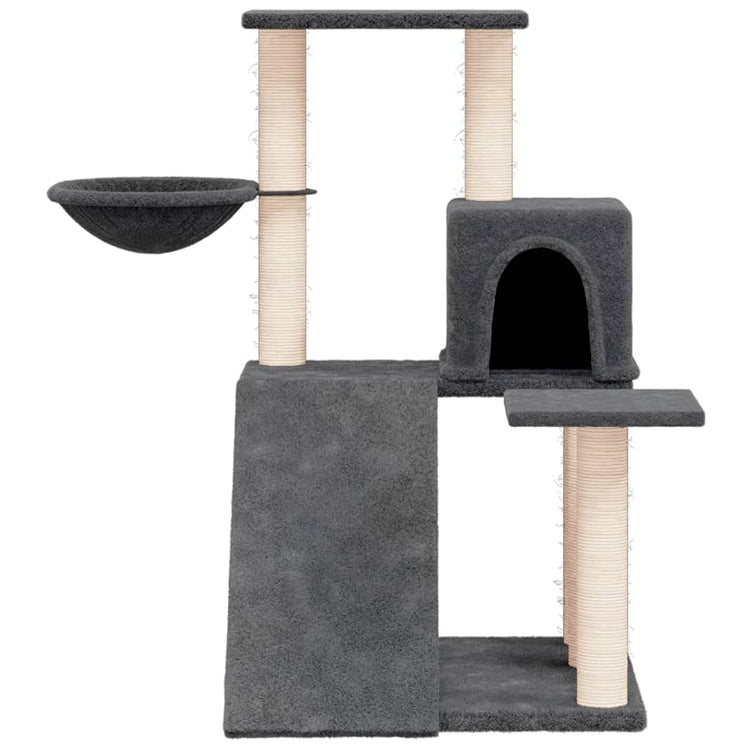 Albero per Gatti con Tiragraffi in Sisal Grigio Scuro 82 cm