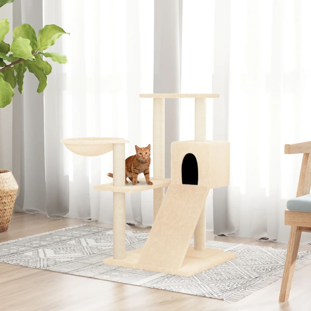 Albero per Gatti con Tiragraffi in Sisal Crema 82 cm 171666