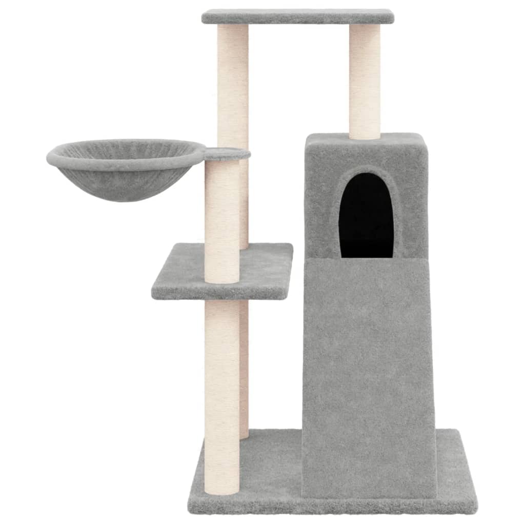 Albero per Gatti con Tiragraffi in Sisal Grigio Chiaro 82 cm 171667